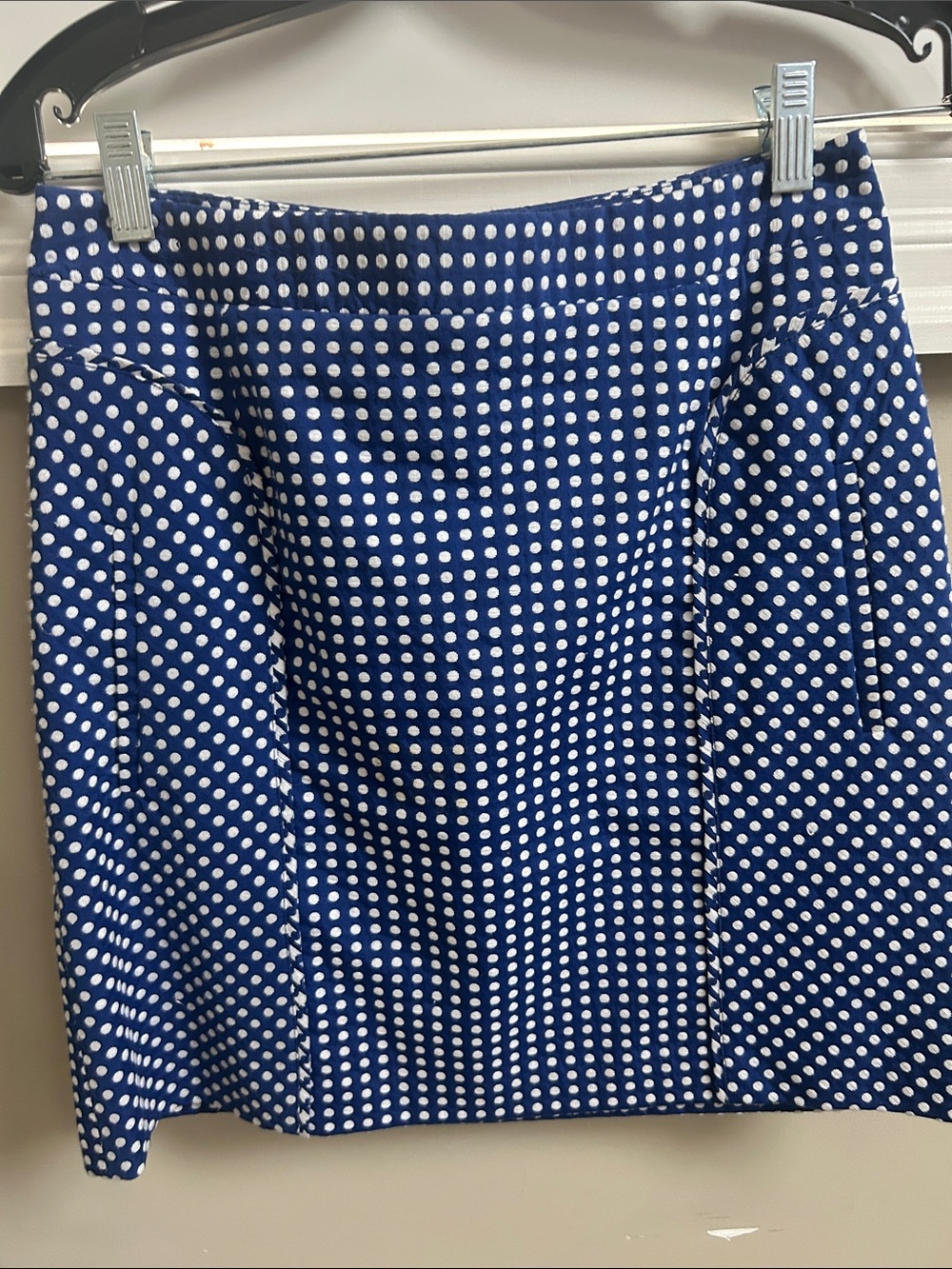 Laundry By Shelli Segal Navy and White Polka Dot A-Line Skirt